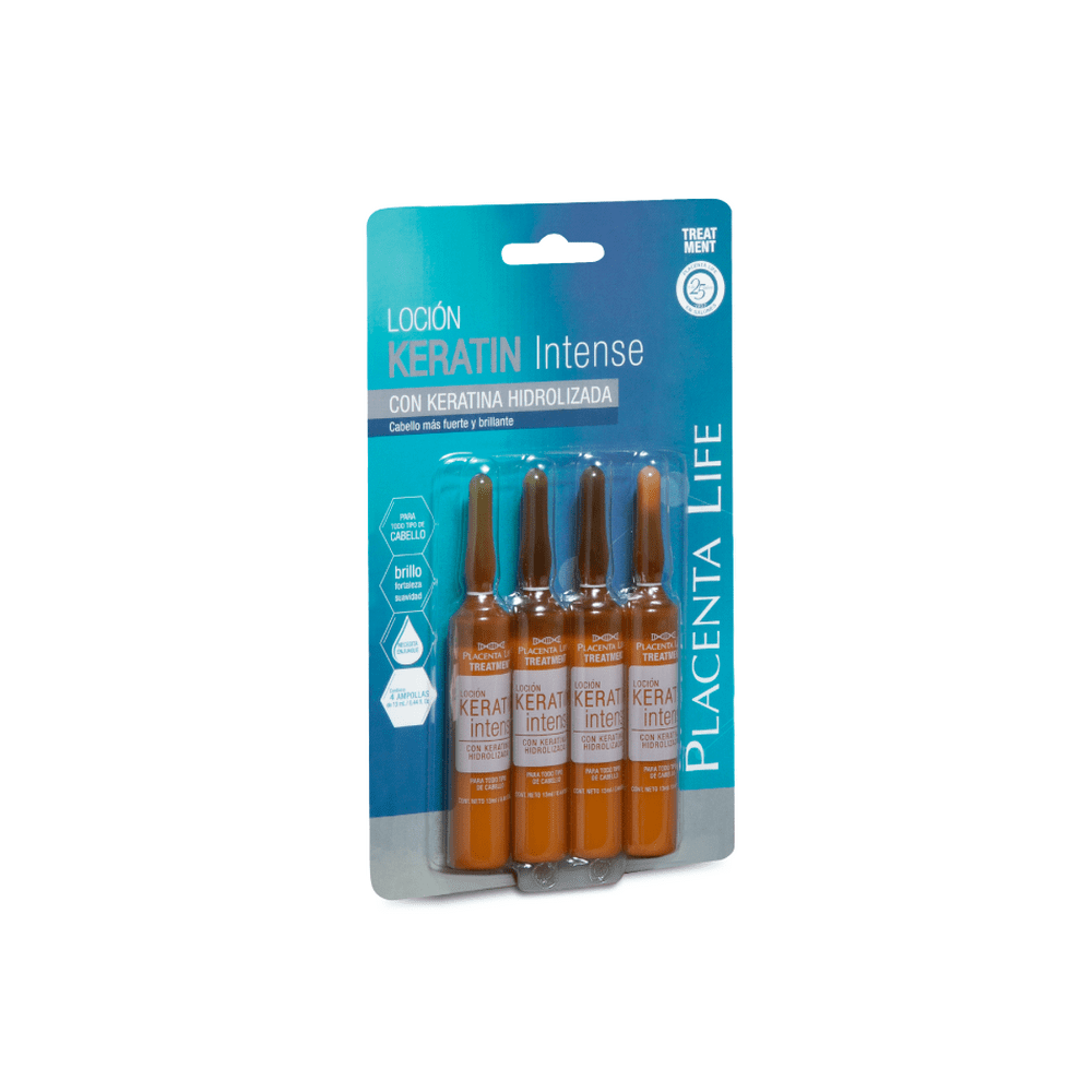 PLACENTA LIFE KERATINE INTENSE HAIR TREATMENT X 4 AMPOULES 13ml/0.44 fl