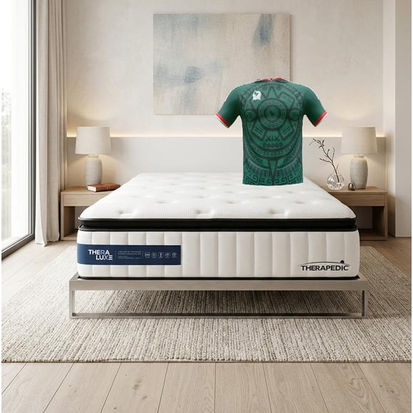 Colchon Queen Size Therapedic Confort Deluxe | Espumas Premium | 34 cm de ALTURA!! | + Playera Mundialista