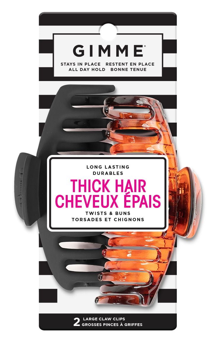 GIMME Thick Hair Claw Clips, Black/Tortoise 2CT, Secure hold all day long!