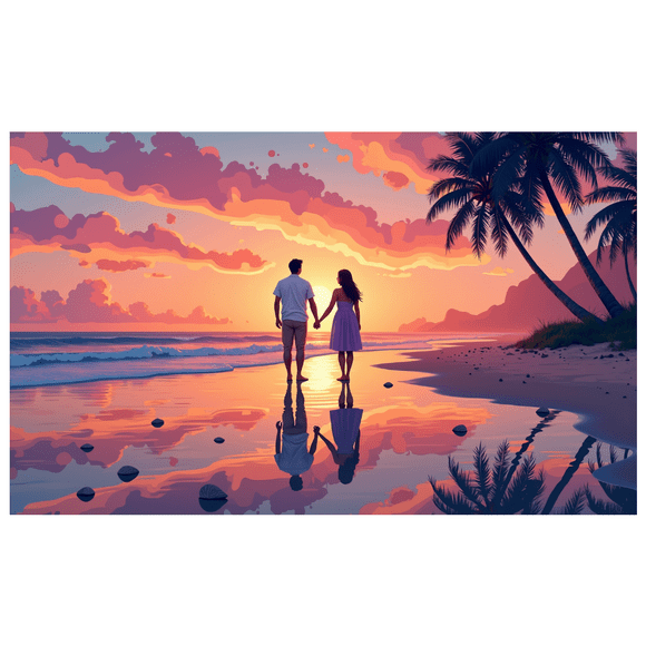 Romantic Sunset Backdrop Banner Beach Theme Ideal for Weddings Photography Decor Events Celebrations Background Love Tropical Vibes Photo Scene