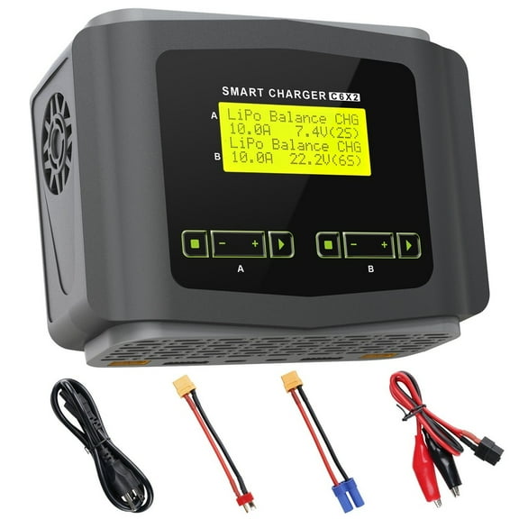 C6 10A Dual Channel Battery Charger for Lipo/Li-ion/LiFe/LiHv/NiMH/NiCd US Plug