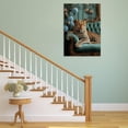 thumbnail image 3 of Mudket Leopard on Emerald Green Velvet Sofa Canvas Wall Art, Vintage French Luxury Wall Pictures for Living Room Print for Apartment Home Decor , Framed Ready to Hang - 12"L x 8"W, 3 of 9