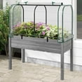 thumbnail image 2 of Costway Wood Raised Garden Bed with Greenhouse Cover Mini Portable Greenhouse Kit White+Gray, 2 of 8