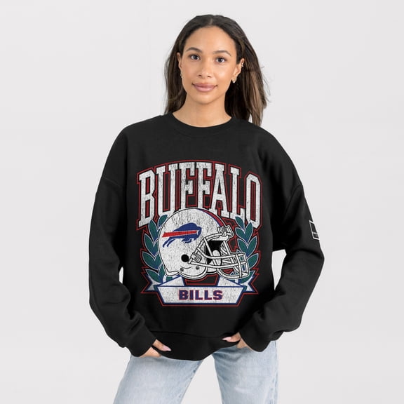 Women's Gameday Couture Black Buffalo Bills Oversized Victory Lane Black Label Premium Fleece Sweatshirt