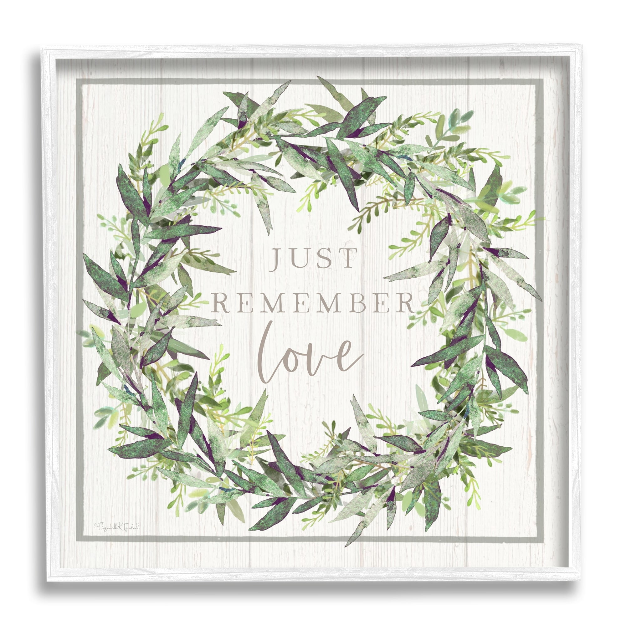 Stupell Industries Just Remember Love Phrase Botanical Wreath Border Graphic Art White Framed Art Print Wall Art, Design by Elizabeth Tyndall