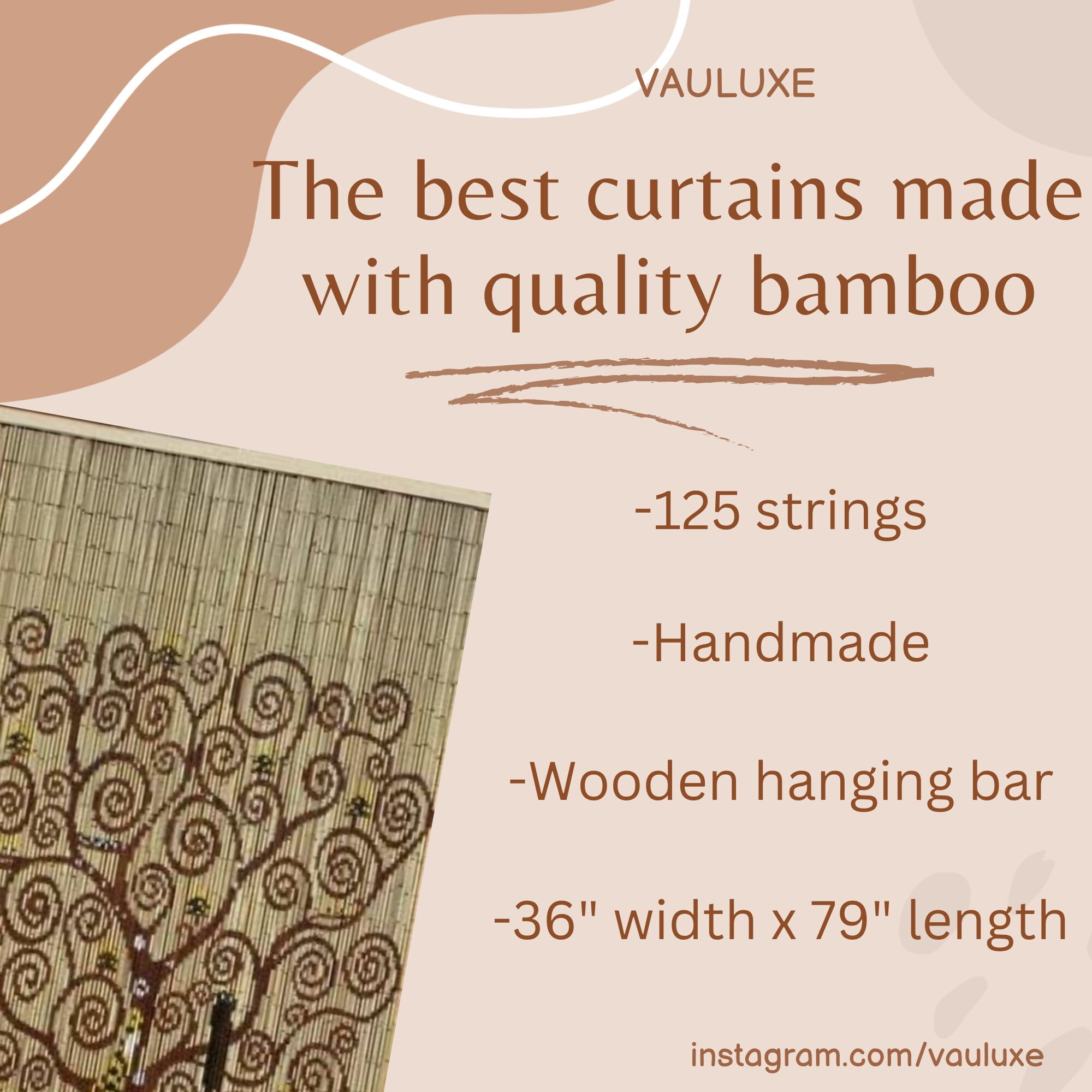 Vauluxe Vintage Brown Tree of Life Art Grommet Sheer Curtains - 36 x 79 Inches 125 Strands