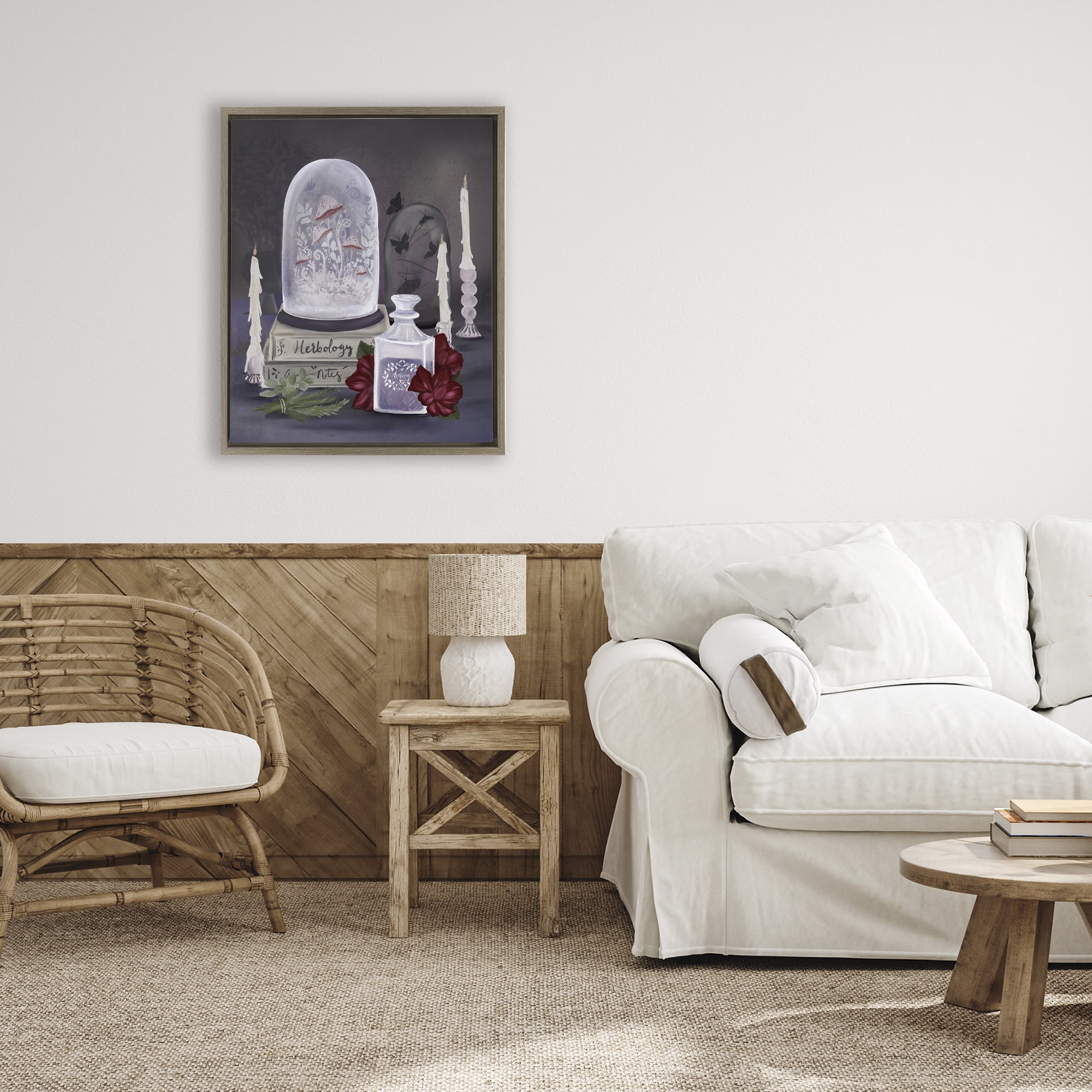 Stupell Industries Spooky Apothecary Vibes Brown Framed Floater Canvas Wall Art, design by Adreane Fippinger