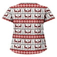 thumbnail image 2 of Hauts Style Infirmière à Imprimé Renne pour Femmes T-shirt de Noël, 2 of 3