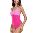 thumbnail image 6 of Ocean Blues Women's V Neck Ruched One Piece Swimsuit Bathing Suits, 6 of 9