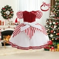 thumbnail image 4 of LIJCC Girls Toddler Sequins Puff Sleeve Christmas Party Dress Kids Tutu Dress - Christmas Candy Cane Party Princess Pageant Ball Gown Tulle Sundress, 4 of 7