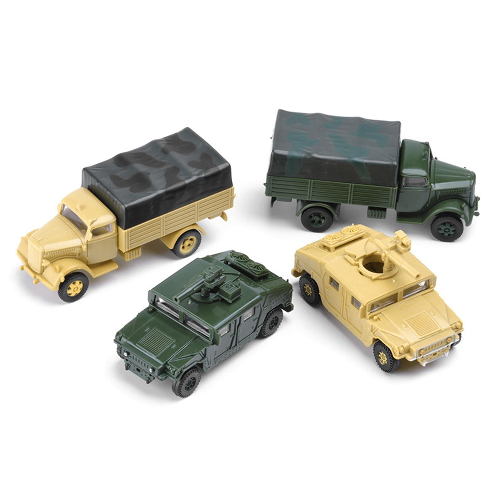 JWQFBC Set of 4 1/72 4D Assemble Truck Micro Landscape Building Kit Educational Toy Sand Table Toy Vehicle Model Toy Plastic