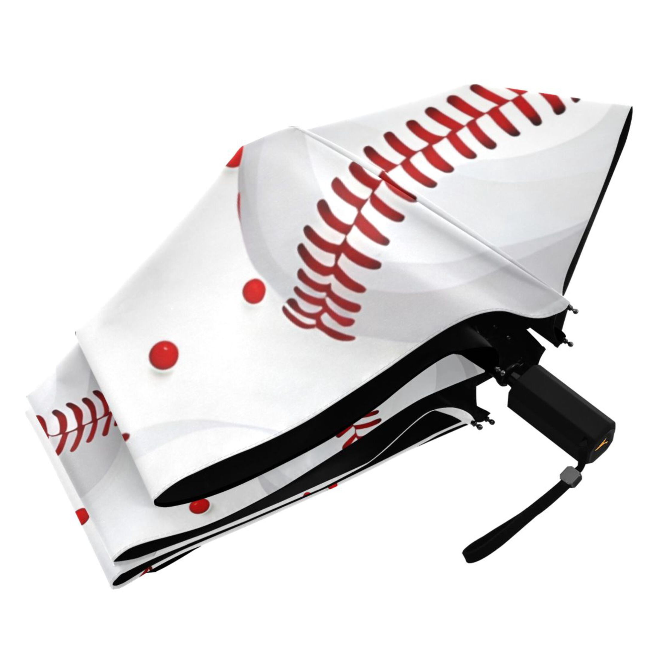 ALAZA Baseball on White UPF 50+ Compact Folding Umbrella for Rain Travel Umbrella Packable