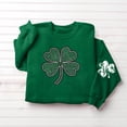 thumbnail image 4 of Momihoom Women's St. Patrick's Day Glitter Shamrock Print Crewneck Sweatshirt, Casual Long Sleeve Pullover for Holiday and Daily Wear, 4 of 5