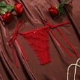 thumbnail image 2 of Xijirk Panties for Women,Lace Thong Panties Low Rise Tie Side Hollow Out G String Breathable for Sensual Comfort,Womens Underwear,S,Red, 2 of 4