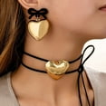 thumbnail image 3 of YongCo Elegant Flocking Chain Necklace With Sturdy Alloy Heart Pendant and Portable Earrings Jewelry Accessory Daily Use, 3 of 8