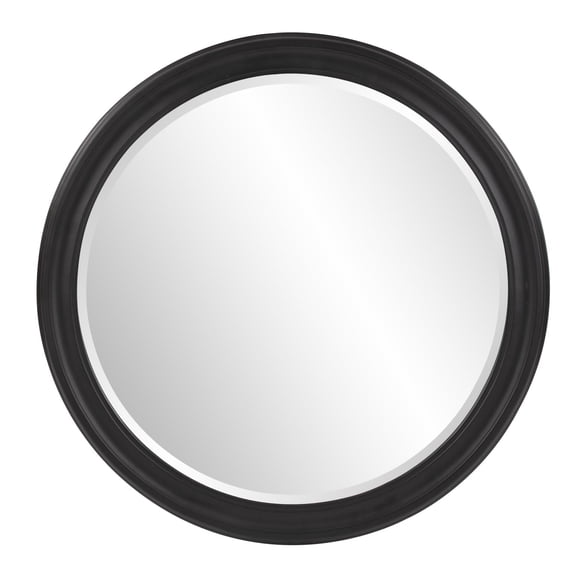Tyler Dillon Matte Black Round Wood Frame Lilas Wall Mirror