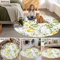 thumbnail image 5 of Round Rugs 4Ft, Summer Lemon Round Area Rug Washable Indoor Throw Carpet, Watercolor Yellow Spring Floral Botanical Soft Non Slip Circle Rug for Kitchen Nursery Room Home Decor Aesthetic, 5 of 8