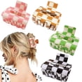 thumbnail image 1 of Paquete de 4 accesorios de clip de garra a cuadros pequeños clips de pelo fino para cabello fino 2 lindos clips de pelo pasadores estéticos accesorios para el cabello de los años 90, 1 of 5