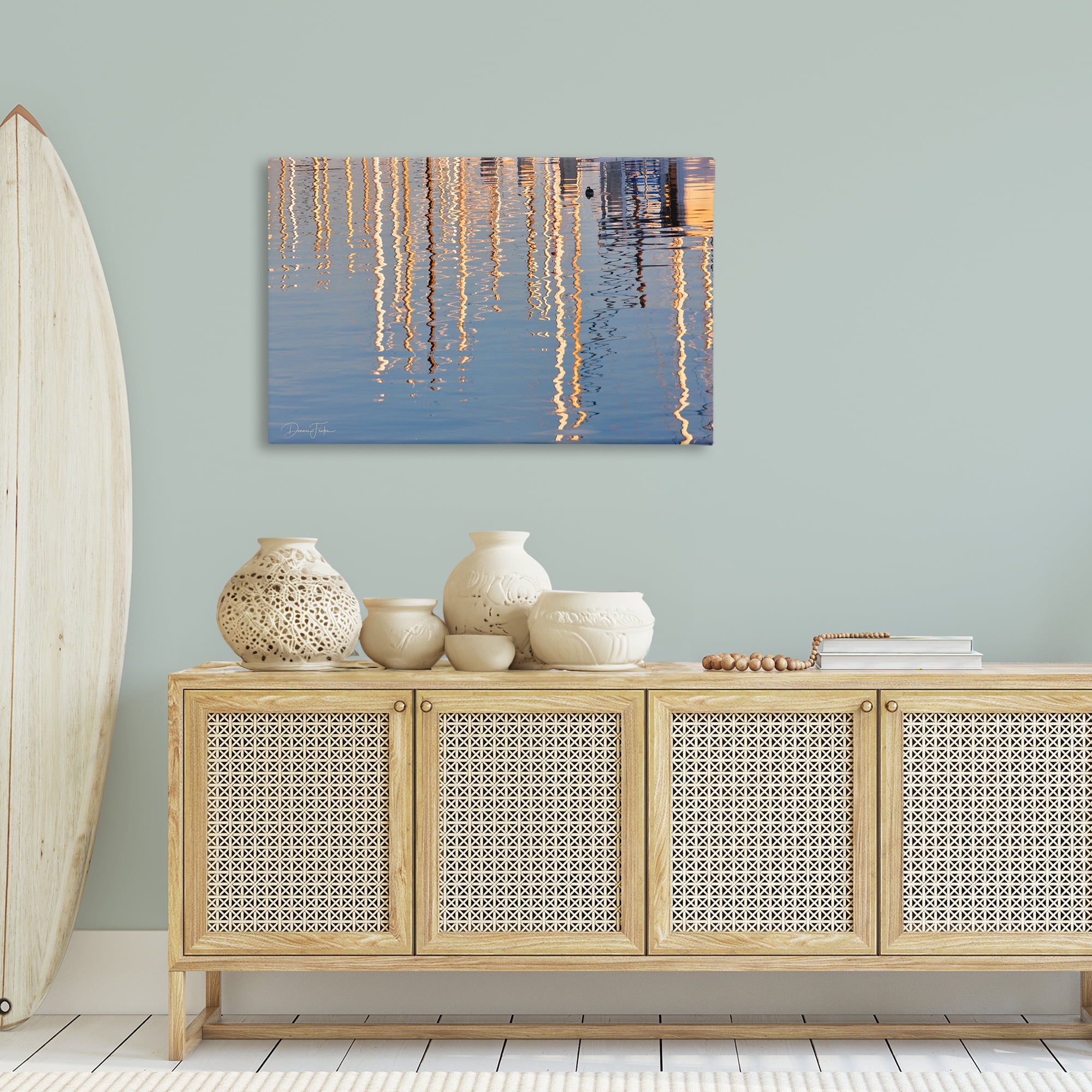 Stupell Industries Beach Post Reflections Coastal Photography Gallery Wrapped Canvas Art Print Wall Art, 36 x 24