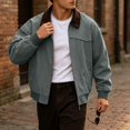 thumbnail image 3 of Winter Jackets for Men Cotton Contrast Color Washed Vintage Work Jacket Lapel Long Sleeve Full Zip Loose Casual Outer Coat Fashion Casual Coats, 3 of 9