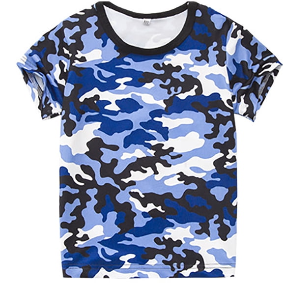 TOOYOU Boys Summer T-Shirt Camo Short Sleeve Tee Shirts Size 13-14 Years Blue