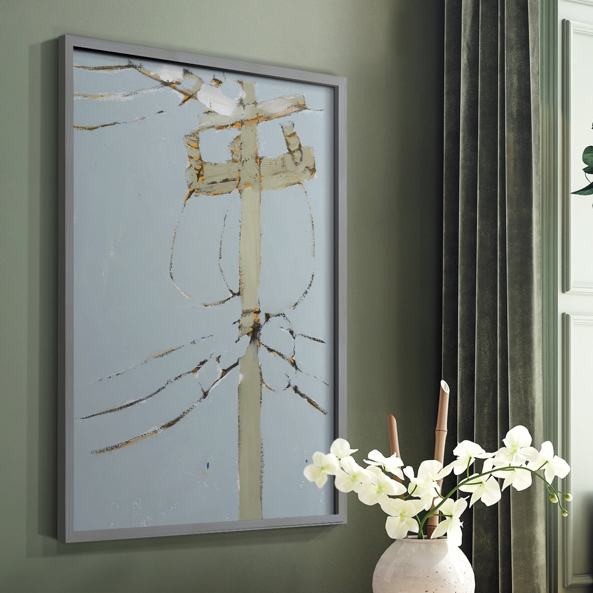 Wires V Framed Print - Solid Wood in Single Picture Frame Solid Wood 2 Framed Print