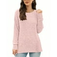 thumbnail image 4 of gbyLJF Womens Sweaters Casual Solid Color Long Sleeve Pullover Tops Fall fashion Crew Neck Basic T-Shirts, 4 of 7