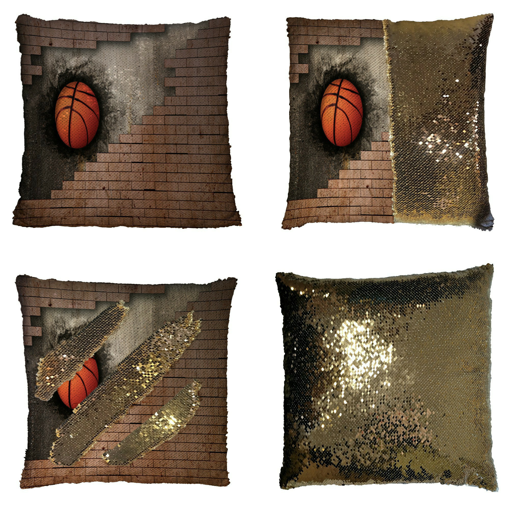 basketball sequin pillow