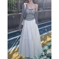thumbnail image 5 of Women's Boho Ruffle Pleated Maxi Elastic High Waist A-Line Flowy Skirt for Beach Summer White [Regular] S, 5 of 10