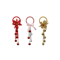 Christmas House Holiday Door Knob Decor Jingle Bells Gold, Red, White Set of 3