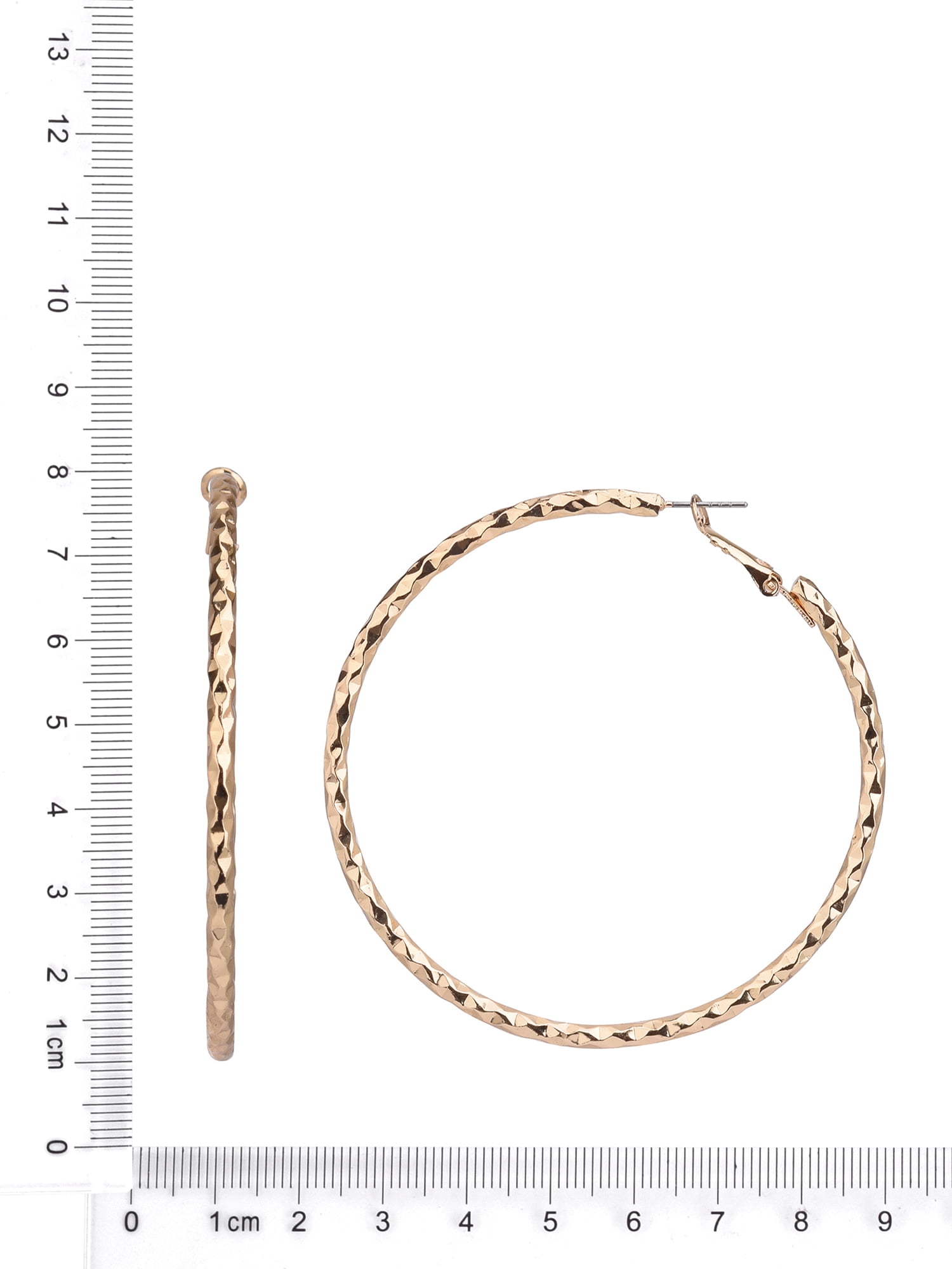 Time and Tru Adult Women's Gold Tone Textured Metal Hoop Earring