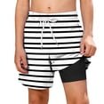thumbnail image 2 of Guluxicc Boys Swim Trunks with Compression Kids Striped Printed Beach Shorts Summer Quick Dry Bathing Suit Swimsuit with Pockets, 2 of 10