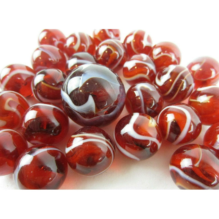 1 30 Pcs RED Color 25mm Semi Transparent Solid Glass Game Marbles Marble 30  of RED Color Total 30 Marbles 
