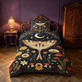 thumbnail image 2 of Homewish Boho Moth Twin Duvet Cover, Hippie Flower Mushroom Twin Bedding, Black Reversible 2pcs, 1 Duvet Cover and 1 Pillowcase, 2 of 5