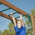 thumbnail image 4 of Swing-N-Slide Knightsbridge Plus Wooden Backyard Swing Set with Wave Slide, Monkey Bars, Built-In Picnic Table, Climbing Wall, and 3 Swings, 4 of 11
