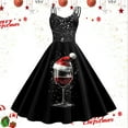 thumbnail image 2 of Christmas Dress Christmas Outfits for women Christmas Sleeveless Knee Length Retro A Line Flared Swing formal Prom Party Dress, 2 of 3