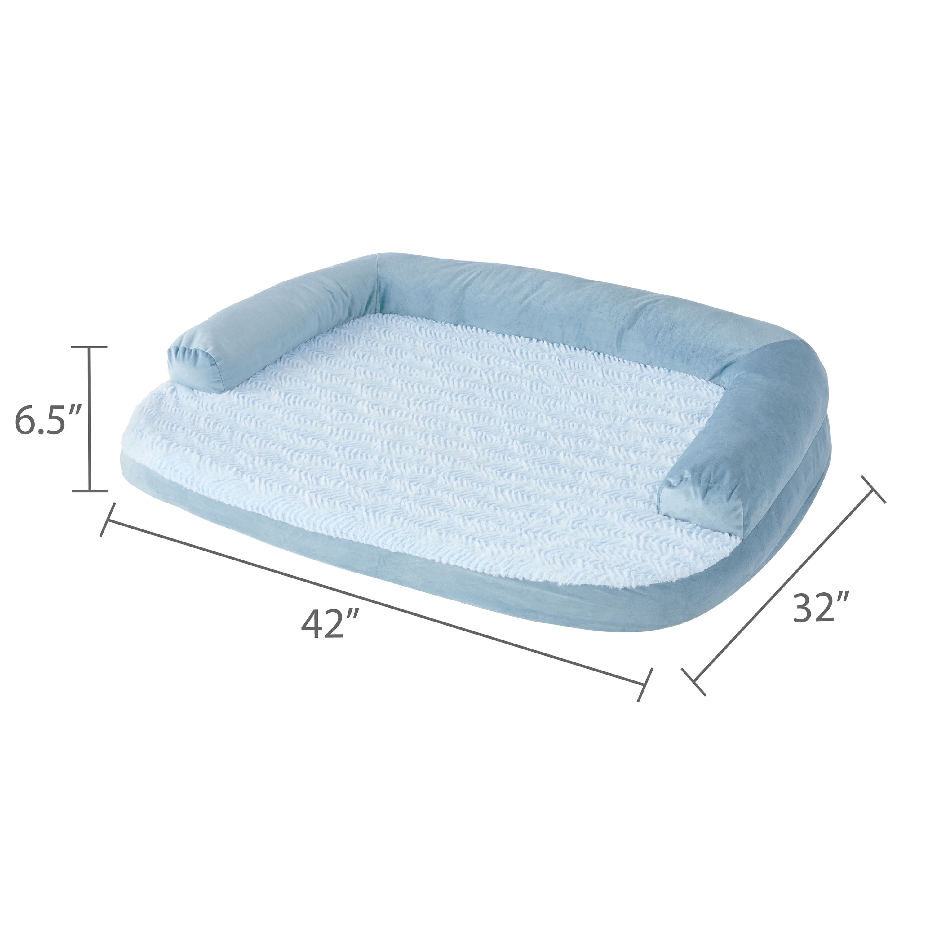 Vibrant Life Large Round Corner Sofa Style Dog Bed, Blue, 32" x 42"