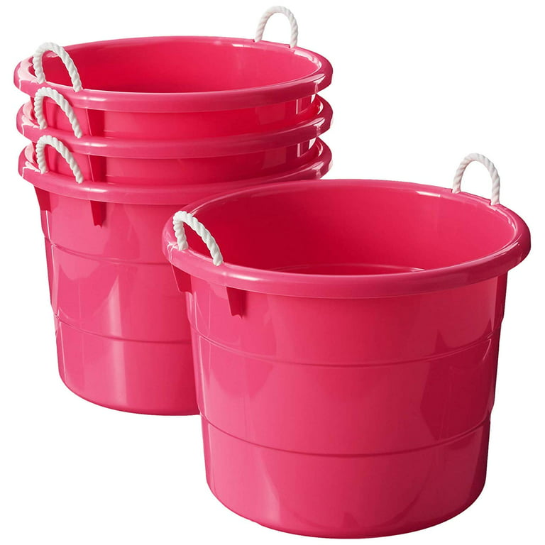 Homz Plastic 18 Gallon Utility Storage Bucket Tub Organizing