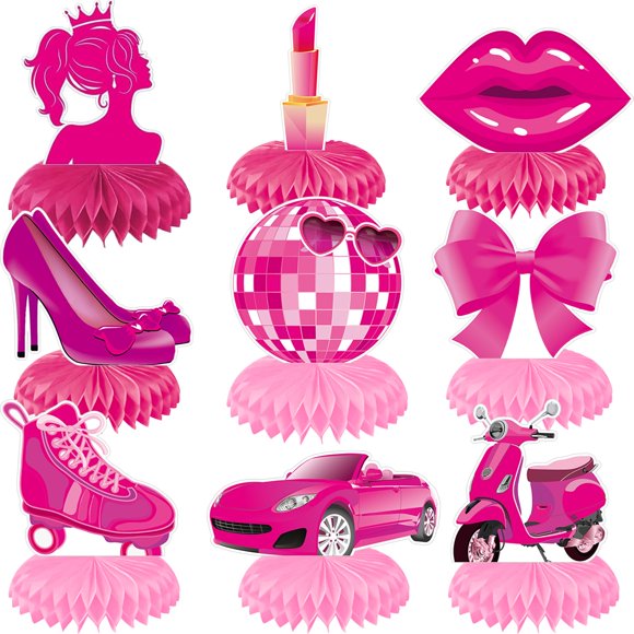 Decoraciones para fiestas Sisorl Pink Niñas Cumpleaños Honeycomb