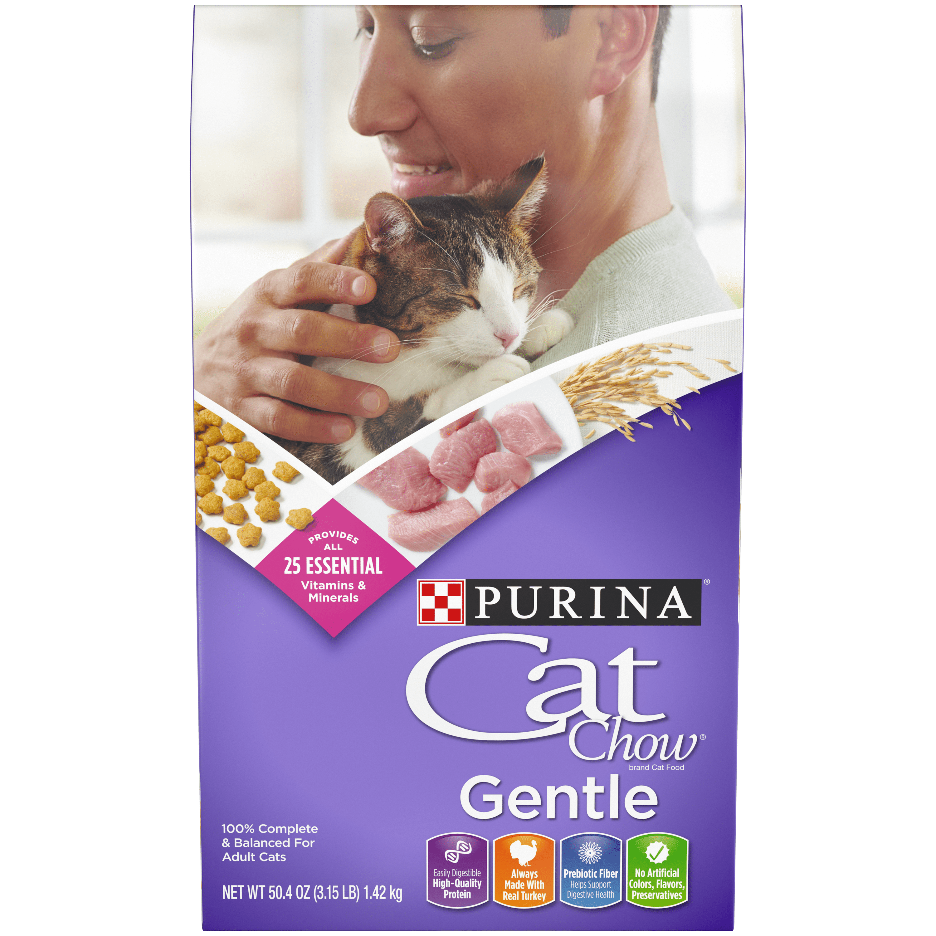 Purina Cat Chow Sensitive Stomach Dry Cat Food Gentle 3 15 Lb Bag 