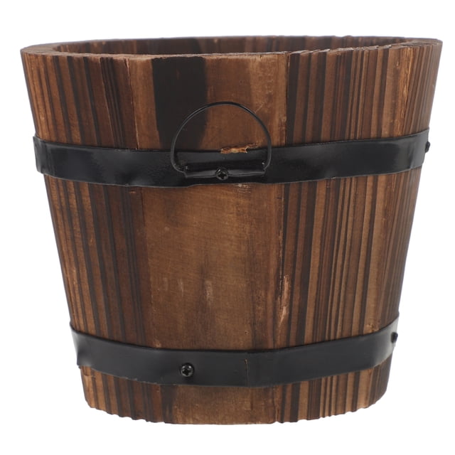 Barrel Planter Small Planter Pot Garden Tree Planter Garden Flower Pot Small Wood Planter for Patio