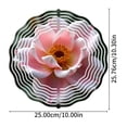 thumbnail image 4 of Vibrant Pink Flower Metal Hanging Wind Spinner - Elegant Garden Wind Chime with Concentric White Lines & Soft Green Background, 4 of 6
