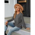 thumbnail image 4 of Blusas de Larga con Cuello Redondo para Mujer, Blusas Holgadas con Botones para Otoño e Invierno 2025. Gris Oscuro S, 4 of 10