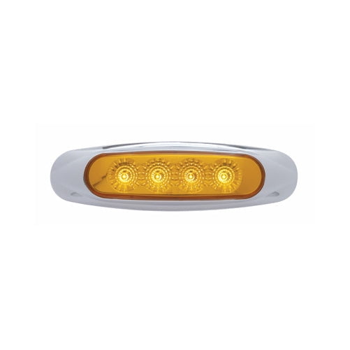6" Amber 4 LED Truck Trailer Side Marker Clearance Light / Chrome Bezel