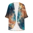 thumbnail image 5 of Erwazi Cardigans for Women Printed Chiffon 3/4 Sleeve Open Front Sheer Lightweight Loose Casual Outer Shrug Holiday Outdoor Daily Outfit Top, 5 of 5