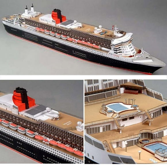 1PC 1/400 Diy 3D Paper Battleship Queen Mary Ii Of England Ship Model Kit