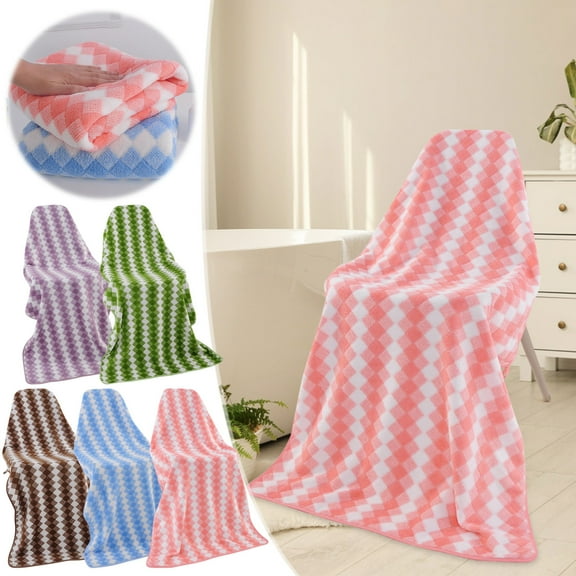 Xuniizn Bath Towel and Wash Cloths Set: 1xBath Towel, 100%Polyester, Highly Absorbent & Fade Resistant