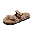 thumbnail image 3 of 2024 New Cross-straps Leather Sandals for Women Men Summer Casual Rome Cork Flat Unisex Flip Flop Slippers, 3 of 5