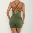 thumbnail image 5 of Women Backless Bodysuit Short Jumpsuit Summer Casual Bodycon Shapewear Playsuit Strappy Sexy V Neck Cami Top Stretch Workout All in One Shorts Jumpsuits Yoga Rompers, 5 of 6