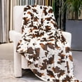 thumbnail image 3 of Fleece Blanket Twin Size Brown and White Cow Print Throw Blanket Lightweight Cozy Plush Twin Bed Blanket Fuzzy Cute Couch Blanket All Season 60"x80", 3 of 6